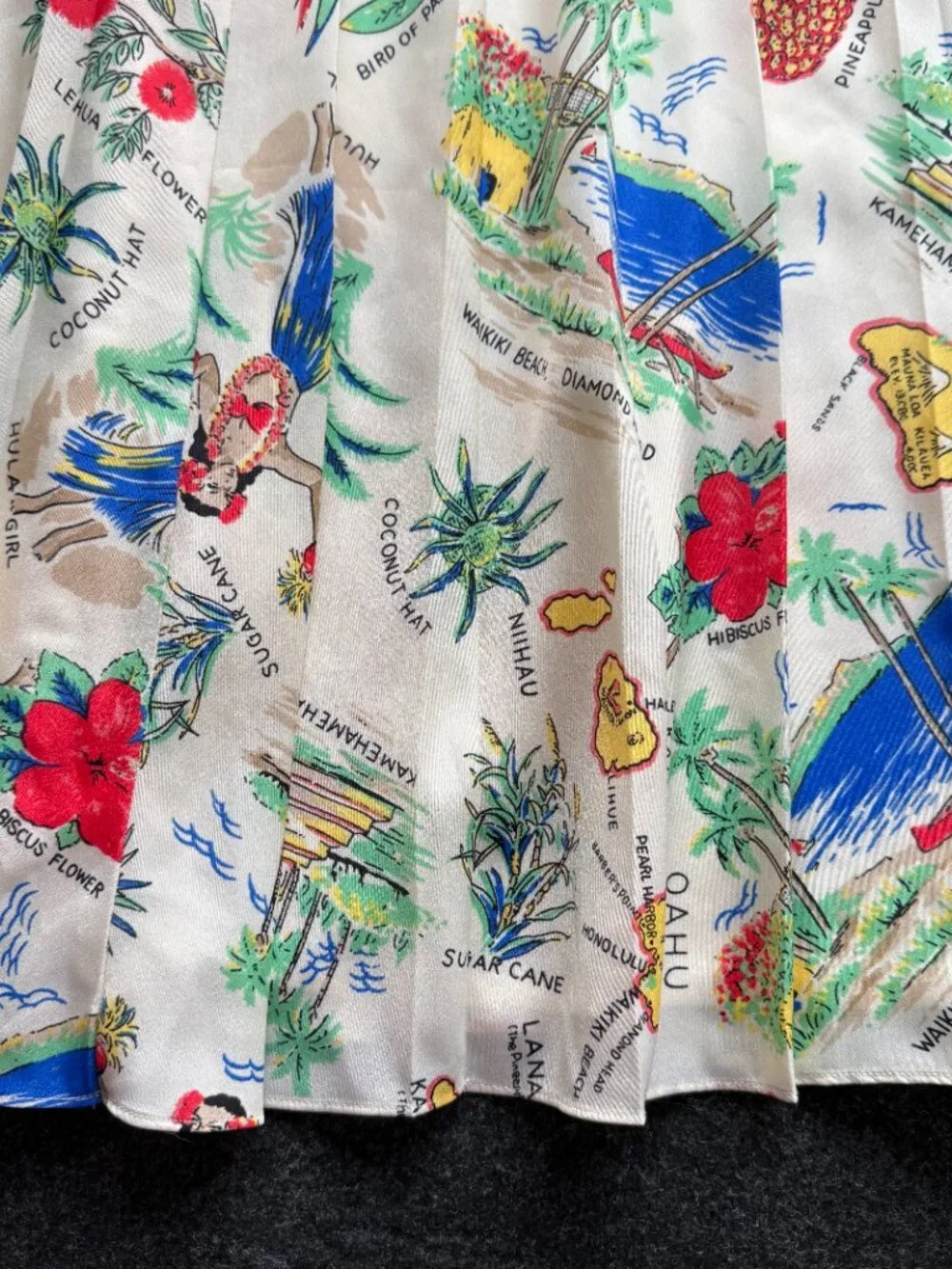 J.Crew Hawaiian Island Map Tropical Pleated Skirt Size 14